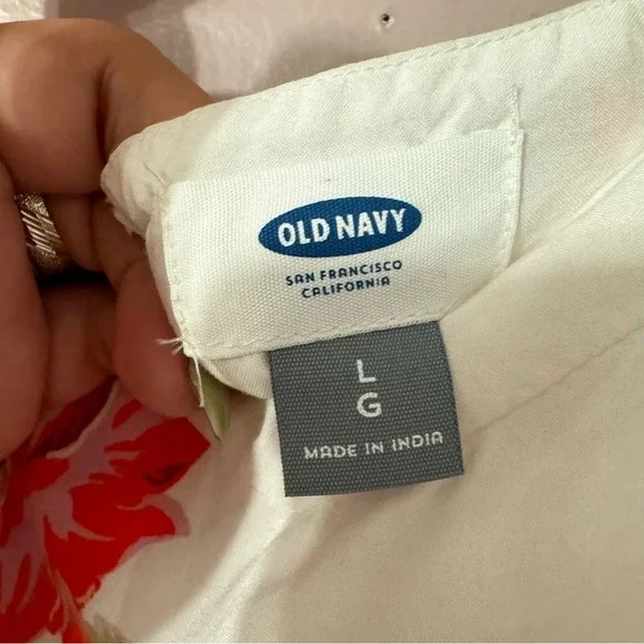 Old Navy Poplin Dress Floral White Women Size L - Picture 7 of 10